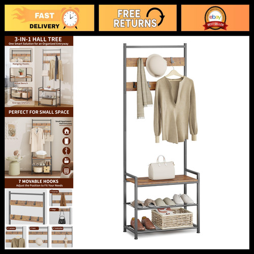 Entryway coat rack hall - 3-in-1,